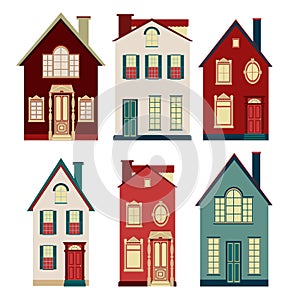 Set of illustrations from old houses