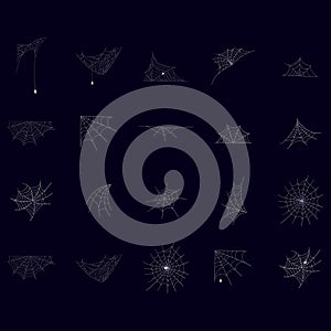 Collection of various spider web shapes