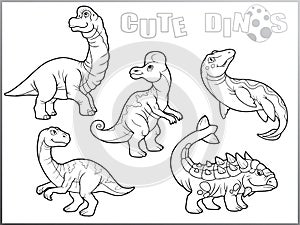 Set of images of dinosaurs