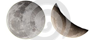 A set of images of full moon and crescent moon