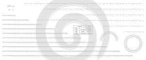 Set of imperial and metric units measuring scale bars