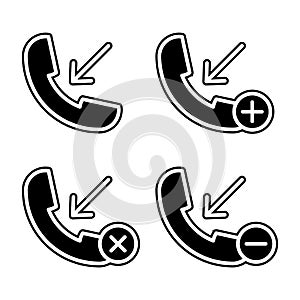 set of incoming call icon. Element of phone for mobile concept and web apps icon. Glyph, flat icon for website design and
