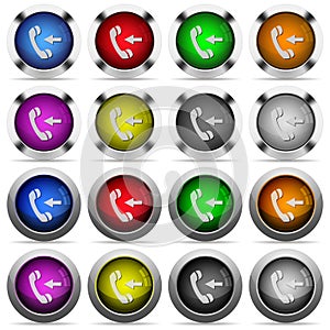 Set of Incoming phone call glossy web buttons.