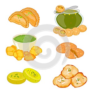 Set of 6 indian cuisine dishes photo