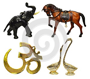 Set with Indian statues, figurines and symbols