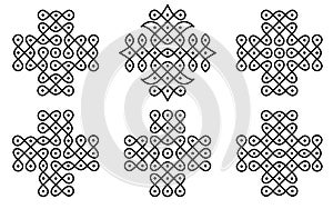 Set Indian Traditional Rangoli or Kolam design isolated