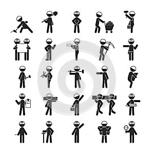 Set of Industrial contractors workers people , Human pictogram I