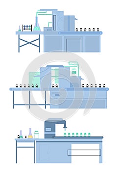 Set of industrial lines for vaccine covid-19 production on pharmaceutical factory