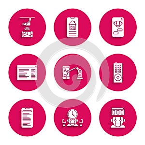 Set Industrial machine robotic robot arm hand, Remote control, Computer api interface, Software, web developer
