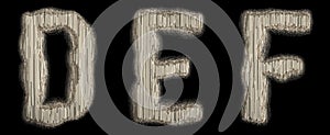 Set of industrial metal alphabet letter D, E, F 3D