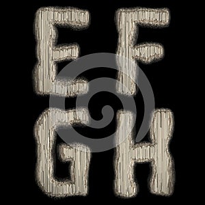 Set of industrial metal alphabet letters E, F, G, H. 3D