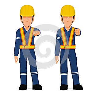 Set of industrial worker is pointing to something photo
