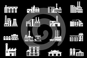 Set of industry manufactory building icons. photo
