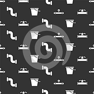 Set Industry pipe and manometer, Industry pipe and valve, Industry metallic pipe and Bucket on seamless pattern. Vector