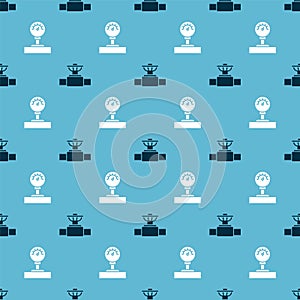 Set Industry pipe and valve and Gauge scale on seamless pattern. Vector