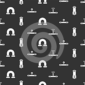 Set Industry pipe and valve, Water filter, Industry metallic pipe and Industry pipe and manometer on seamless pattern