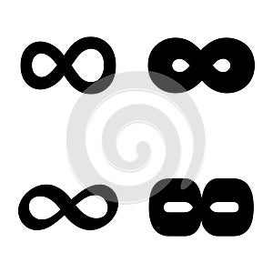 Set of Infinity geometric icon, mathematical tattoo symbol, endless abstract shape vector illustration modern sign