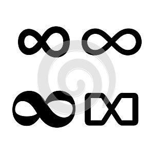 Set of Infinity geometric icon, mathematical tattoo symbol, endless abstract shape vector illustration modern sign