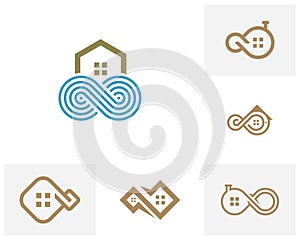 Set of Infinity House logo vector template, Creative Infinity logo design concept