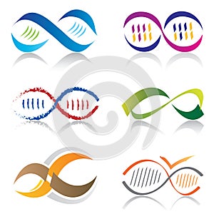 Set of Infinity Symbol Icons / DNA Molecule Icons