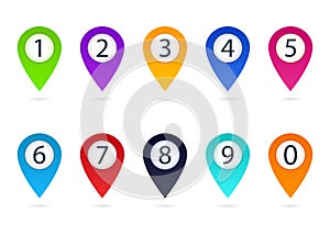 Set of infograph numbers. Bullet point icons. Infographic of arrows and circles. 3d pointers. 20 gradient buttons for list,