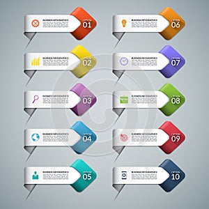 Set of infographic arrows with business marketing icons