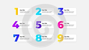 Set of infographic banners with numbers from 1 to 9