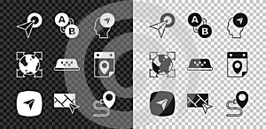 Set Infographic of city map navigation, Route location, Location with person, City, World globe compass and Taxi car