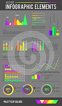 Set Infographic Elements Collection. Flat ITdesign style for presentation