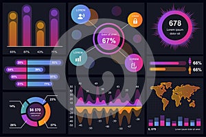 Set of infographic elements data visualization vector design template. Can be used for steps, options, business process, workflow