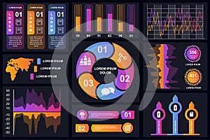 Set of infographic elements data visualization vector design template. Can be used for steps, options, business process, workflow