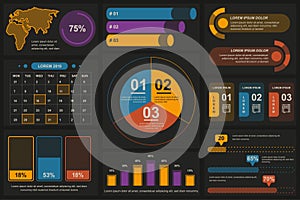 Set of infographic elements data visualization vector design template. Can be used for steps, options, business process, workflow