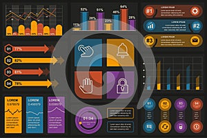 Set of infographic elements data visualization vector design template. Can be used for steps, options, business process, workflow