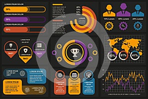 Set of infographic elements data visualization vector design template. Can be used for steps, options, business process, workflow