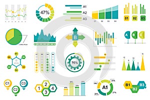 Set of infographic elements data visualization vector design template with different chart, diagram, flowchart, workflow