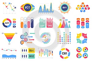 Set of infographic elements data visualization vector design template with different chart, diagram, flowchart, workflow