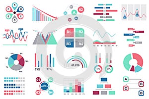 Set of infographic elements data visualization vector design template with different chart, diagram, flowchart, workflow