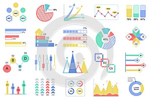 Set of infographic elements data visualization vector design template with different chart, diagram, flowchart, workflow