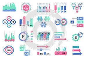 Set of infographic elements data visualization vector design template with different chart, diagram, flowchart, workflow