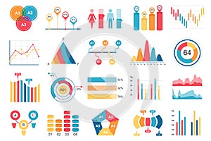 Set of infographic elements data visualization vector design template with different chart, diagram, flowchart, workflow