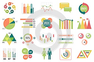 Set of infographic elements data visualization vector design template with different chart, diagram, flowchart, workflow