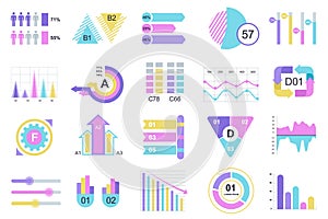 Set of infographic elements data visualization vector design template with different chart, diagram, flowchart, workflow
