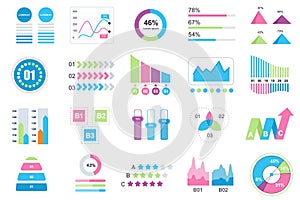 Set of infographic elements data visualization vector design template with different chart, diagram, flowchart, workflow