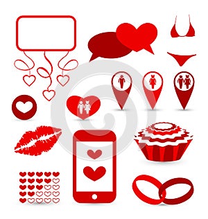 Set infographic elements for valentine or wedding