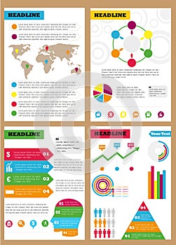 Set of infographic leaflets, prospects. Can be used in different directions for sales, marketing, economic departments.