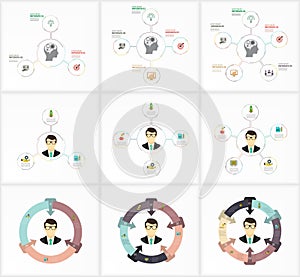 Set Infographic Template. Data Visualization. Can be used for workflow layout, number of options, steps, diagram, graph