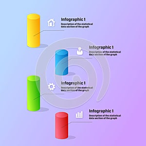 Set of infographic template on a gradient background with data bars