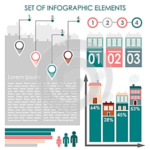 Set of infographics, urban demographics data icons