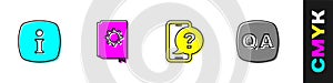 Set Information, User manual, Telephone 24 hours support and Question and Answer icon. Vector