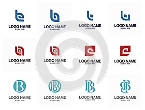 Set of Initial B logo design template, B logo vector